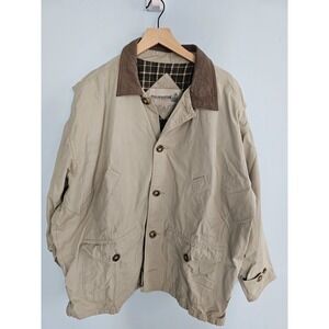 Fieldmaster Jacket Chore Coat Men's Sz XL Beige Canvas Button Up Flannel Lined‎